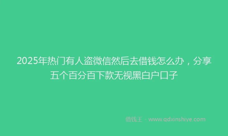 2025年热门有人盗微信然后去借钱怎么办，分享五个百分百下款无视黑白户口子