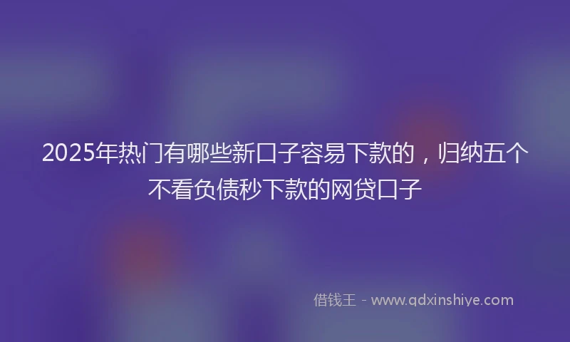2025年热门有哪些新口子容易下款的，归纳五个不看负债秒下款的网贷口子