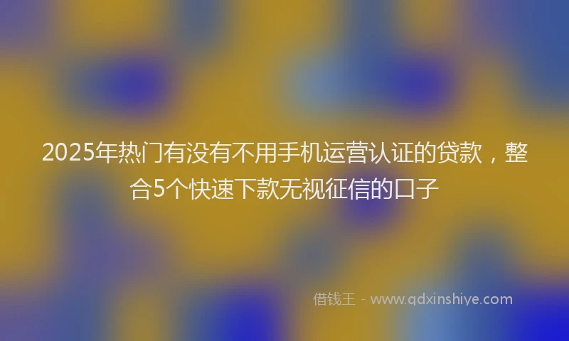 2025年热门有没有不用手机运营认证的贷款，整合5个快速下款无视征信的口子