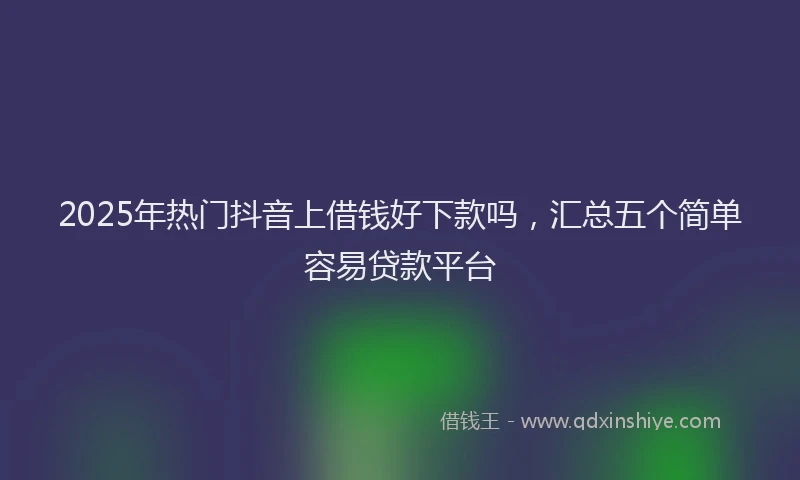 2025年热门抖音上借钱好下款吗，汇总五个简单容易贷款平台