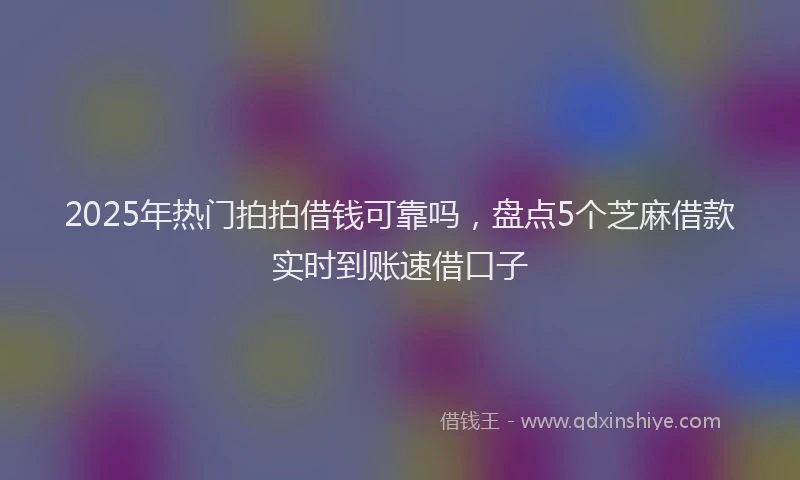 2025年热门拍拍借钱可靠吗，盘点5个芝麻借款实时到账速借口子