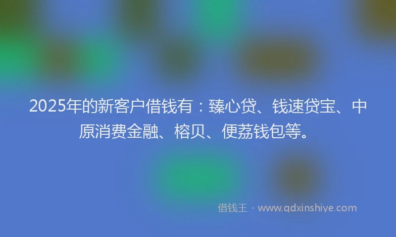 2025年的新客户借钱有：臻心贷、钱速贷宝、中原消费金融、榕贝、便荔钱包等。