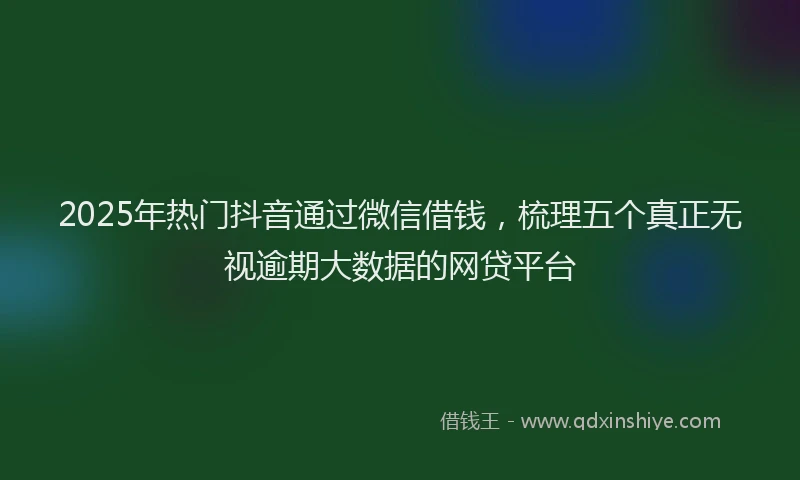 2025年热门抖音通过微信借钱，梳理五个真正无视逾期大数据的网贷平台