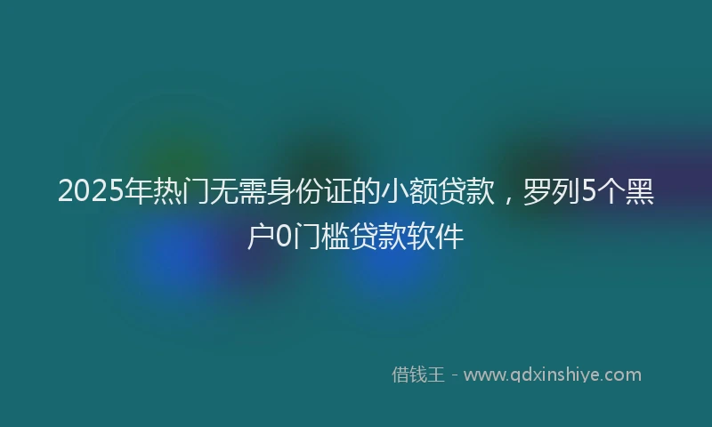 2025年热门无需身份证的小额贷款，罗列5个黑户0门槛贷款软件
