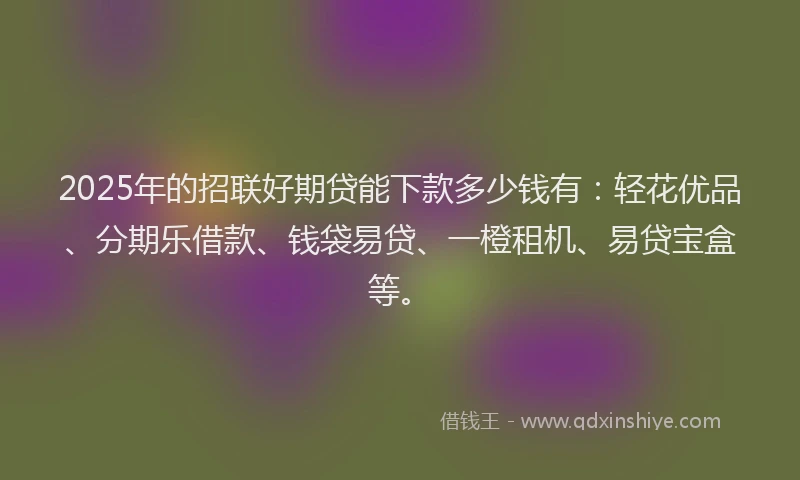 2025年的招联好期贷能下款多少钱有：轻花优品、分期乐借款、钱袋易贷、一橙租机、易贷宝盒等。