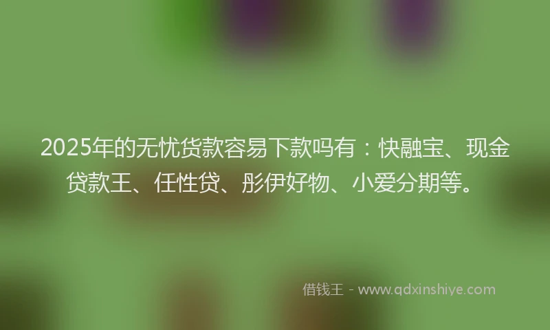 2025年的无忧货款容易下款吗有：快融宝、现金贷款王、任性贷、彤伊好物、小爱分期等。