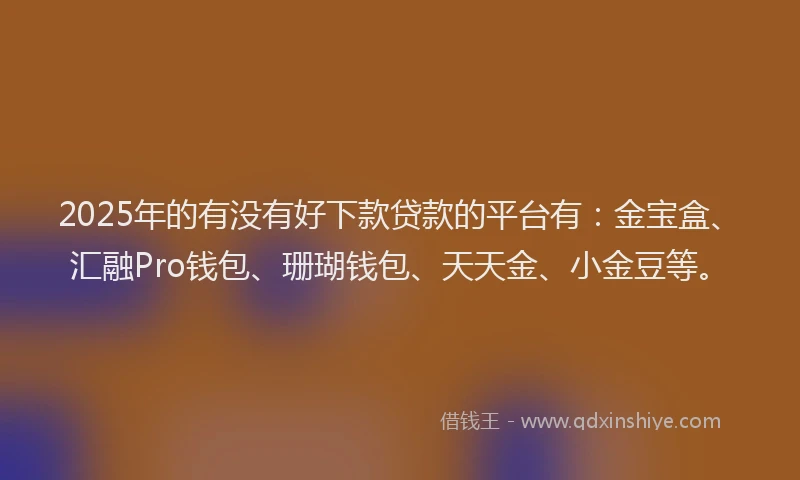 2025年的有没有好下款贷款的平台有：金宝盒、汇融Pro钱包、珊瑚钱包、天天金、小金豆等。