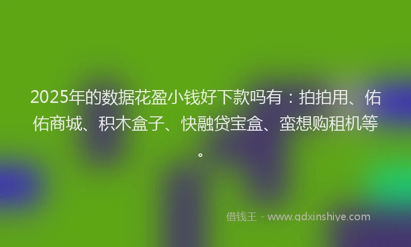 2025年的数据花盈小钱好下款吗有：拍拍用、佑佑商城、积木盒子、快融贷宝盒、蛮想购租机等。