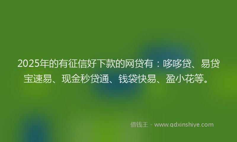 2025年的有征信好下款的网贷有：哆哆贷、易贷宝速易、现金秒贷通、钱袋快易、盈小花等。