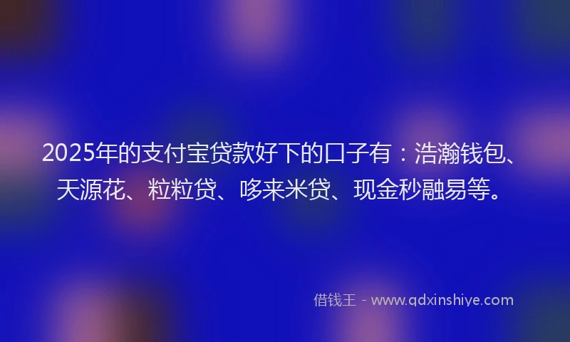 2025年的支付宝贷款好下的口子有：浩瀚钱包、天源花、粒粒贷、哆来米贷、现金秒融易等。