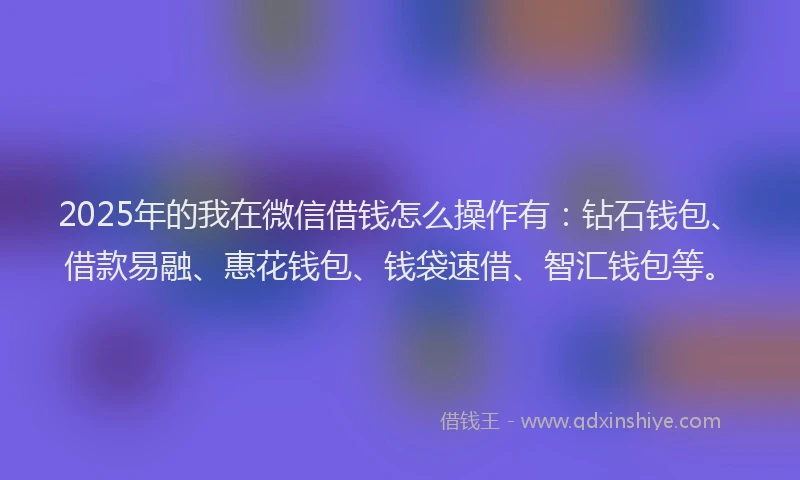 2025年的我在微信借钱怎么操作有：钻石钱包、借款易融、惠花钱包、钱袋速借、智汇钱包等。