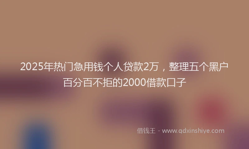 2025年热门急用钱个人贷款2万，整理五个黑户百分百不拒的2000借款口子