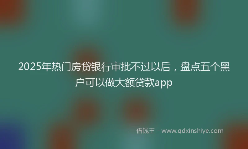 2025年热门房贷银行审批不过以后，盘点五个黑户可以做大额贷款app
