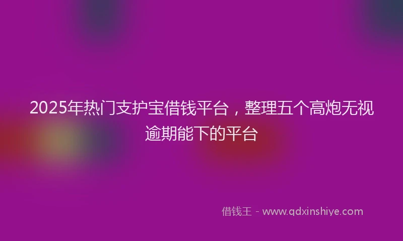 2025年热门支护宝借钱平台，整理五个高炮无视逾期能下的平台