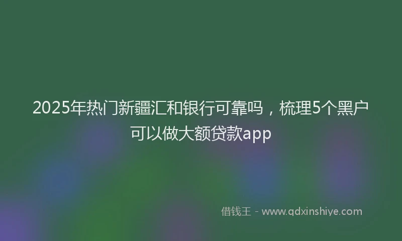 2025年热门新疆汇和银行可靠吗，梳理5个黑户可以做大额贷款app