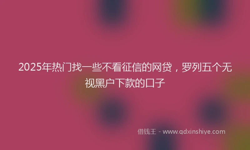 2025年热门找一些不看征信的网贷，罗列五个无视黑户下款的口子