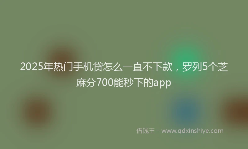 2025年热门手机贷怎么一直不下款，罗列5个芝麻分700能秒下的app