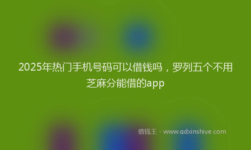 2025年热门手机号码可以借钱吗，罗列五个不用芝麻分能借的app