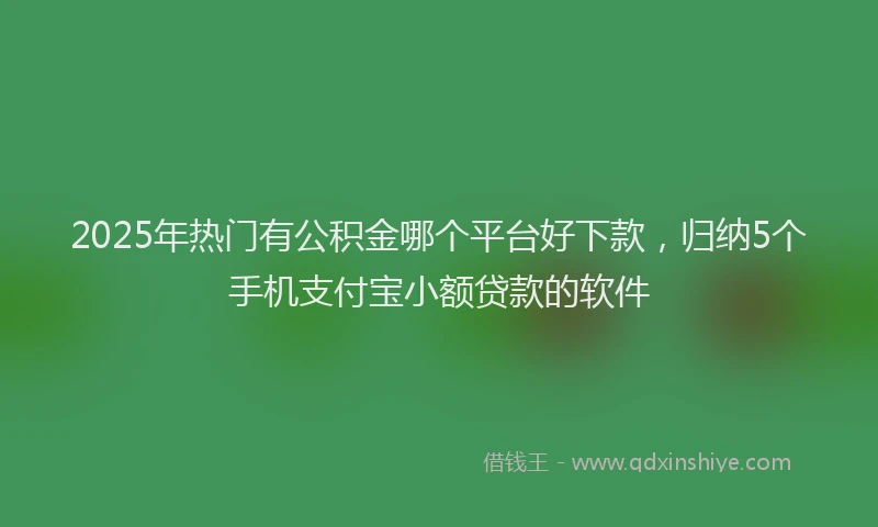 2025年热门有公积金哪个平台好下款，归纳5个手机支付宝小额贷款的软件