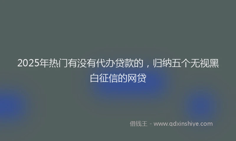 2025年热门有没有代办贷款的，归纳五个无视黑白征信的网贷