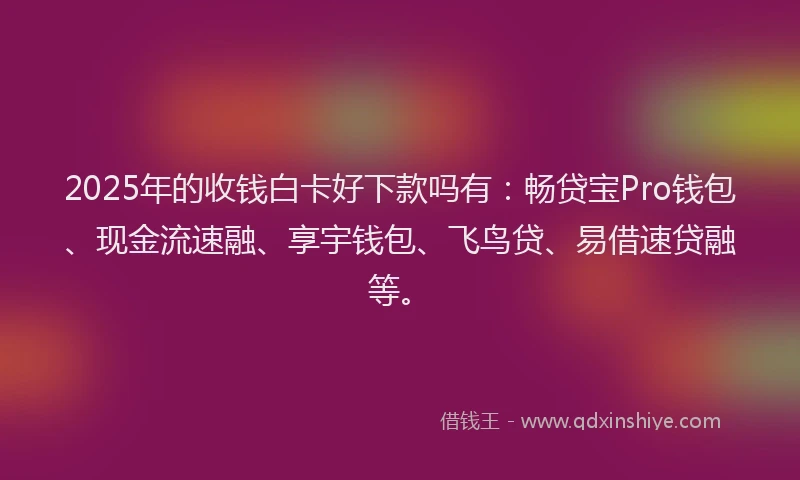2025年的收钱白卡好下款吗有：畅贷宝Pro钱包、现金流速融、享宇钱包、飞鸟贷、易借速贷融等。