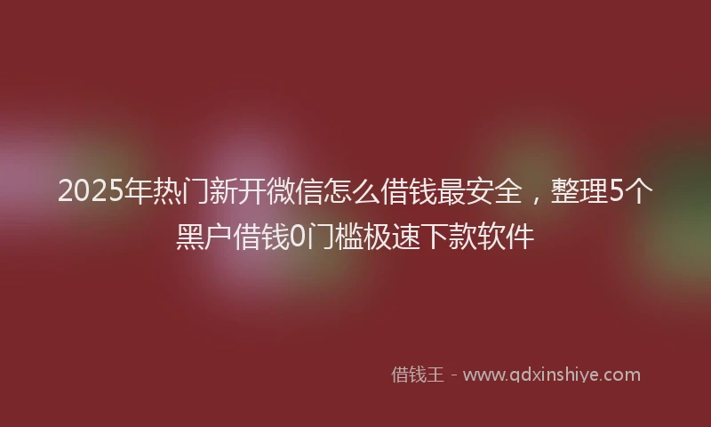 2025年热门新开微信怎么借钱最安全，整理5个黑户借钱0门槛极速下款软件