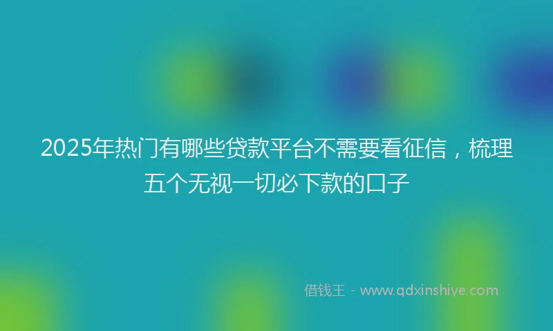 2025年热门有哪些贷款平台不需要看征信，梳理五个无视一切必下款的口子