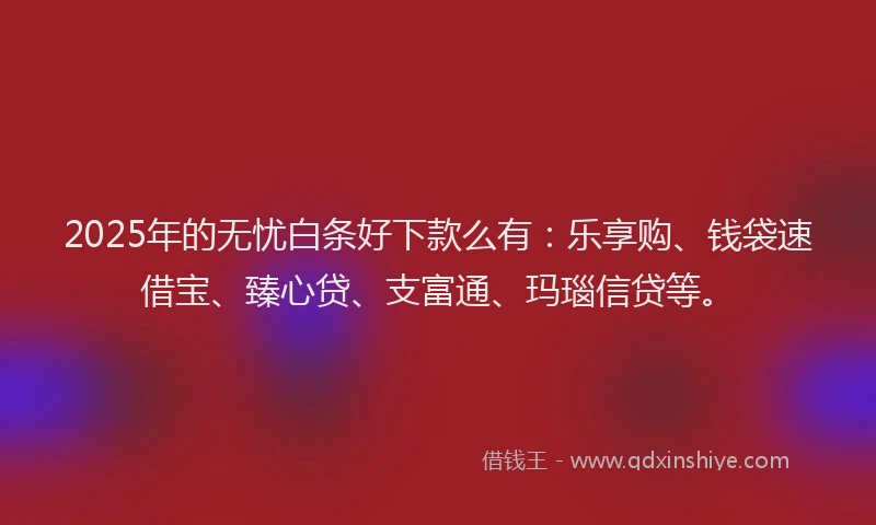 2025年的无忧白条好下款么有：乐享购、钱袋速借宝、臻心贷、支富通、玛瑙信贷等。