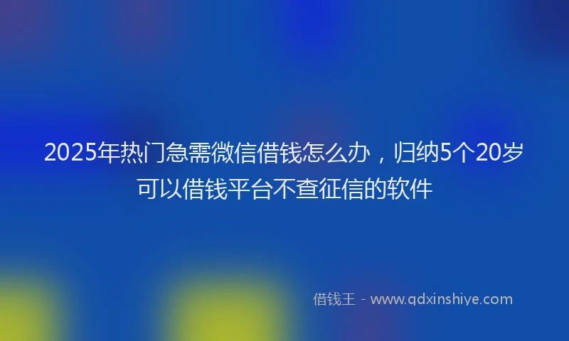 2025年热门急需微信借钱怎么办，归纳5个20岁可以借钱平台不查征信的软件