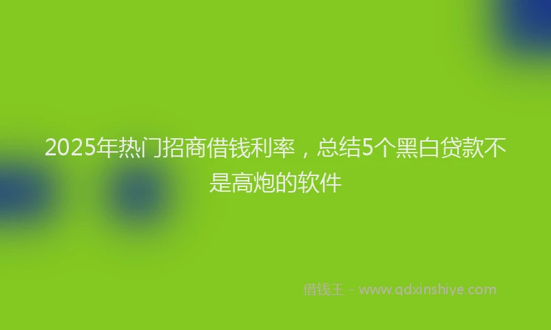 2025年热门招商借钱利率，总结5个黑白贷款不是高炮的软件