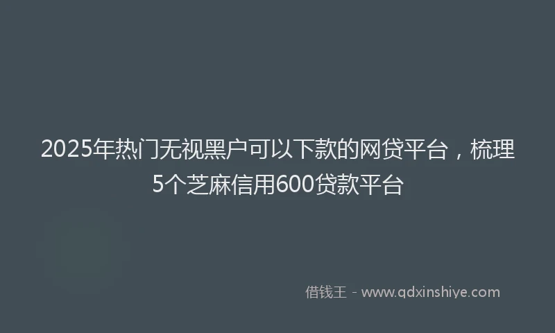 2025年热门无视黑户可以下款的网贷平台，梳理5个芝麻信用600贷款平台