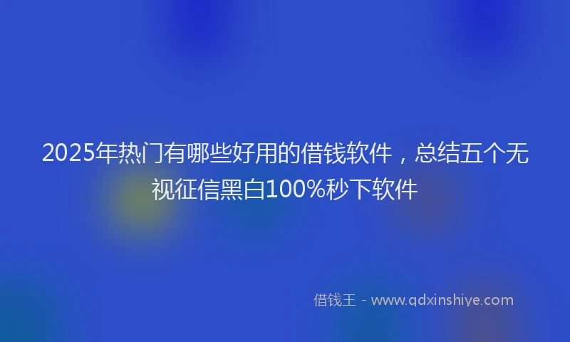 2025年热门有哪些好用的借钱软件，总结五个无视征信黑白100%秒下软件