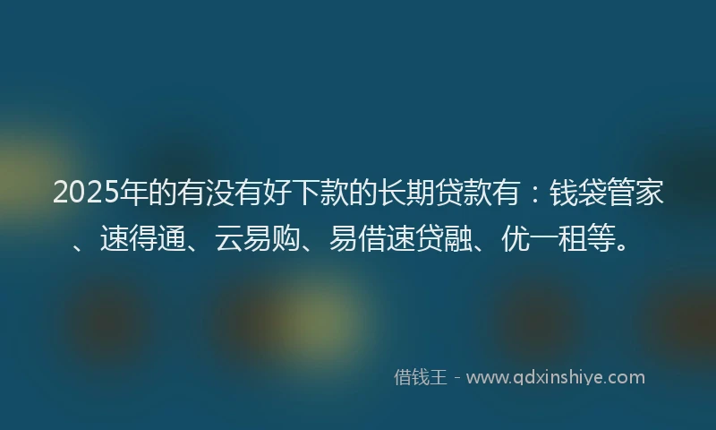 2025年的有没有好下款的长期贷款有：钱袋管家、速得通、云易购、易借速贷融、优一租等。