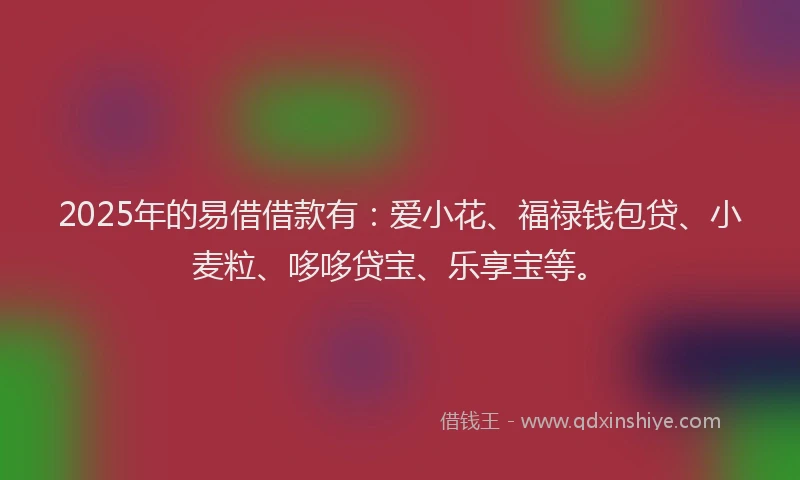 2025年的易借借款有：爱小花、福禄钱包贷、小麦粒、哆哆贷宝、乐享宝等。