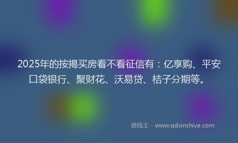 2025年的按揭买房看不看征信有：亿享购、平安口袋银行、聚财花、沃易贷、桔子分期等。