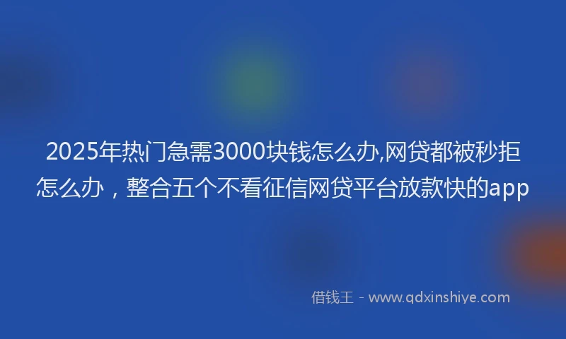2025年热门急需3000块钱怎么办,网贷都被秒拒怎么办，整合五个不看征信网贷平台放款快的app