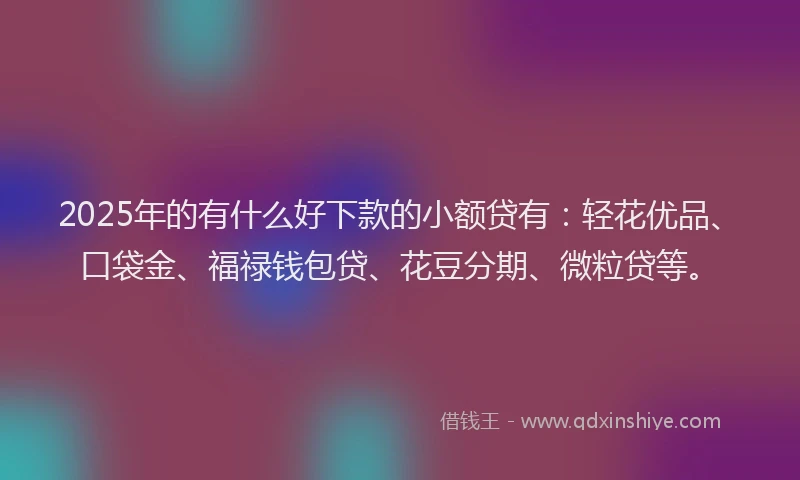 2025年的有什么好下款的小额贷有：轻花优品、口袋金、福禄钱包贷、花豆分期、微粒贷等。