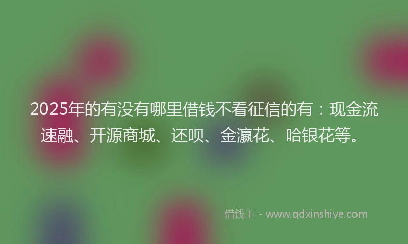 2025年的有没有哪里借钱不看征信的有：现金流速融、开源商城、还呗、金瀛花、哈银花等。