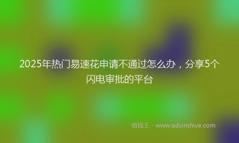 2025年热门易速花申请不通过怎么办，分享5个闪电审批的平台