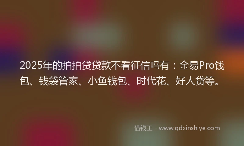 2025年的拍拍贷贷款不看征信吗有：金易Pro钱包、钱袋管家、小鱼钱包、时代花、好人贷等。