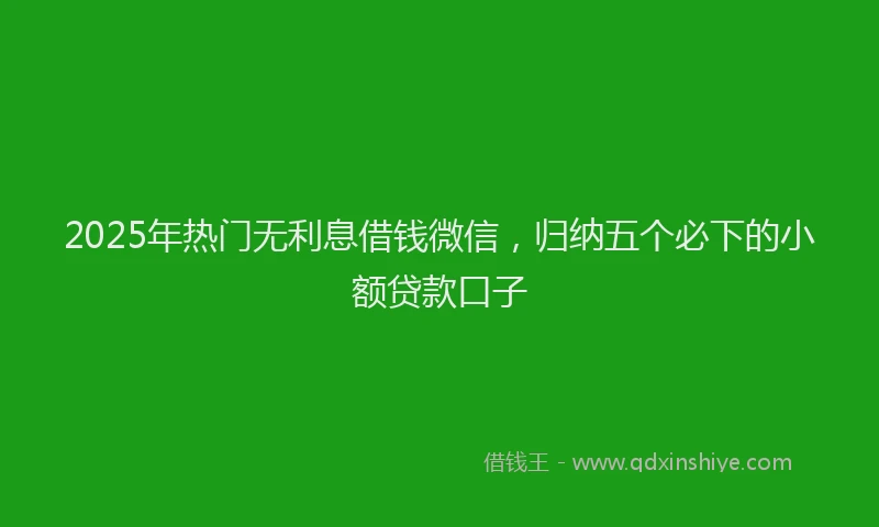 2025年热门无利息借钱微信，归纳五个必下的小额贷款口子