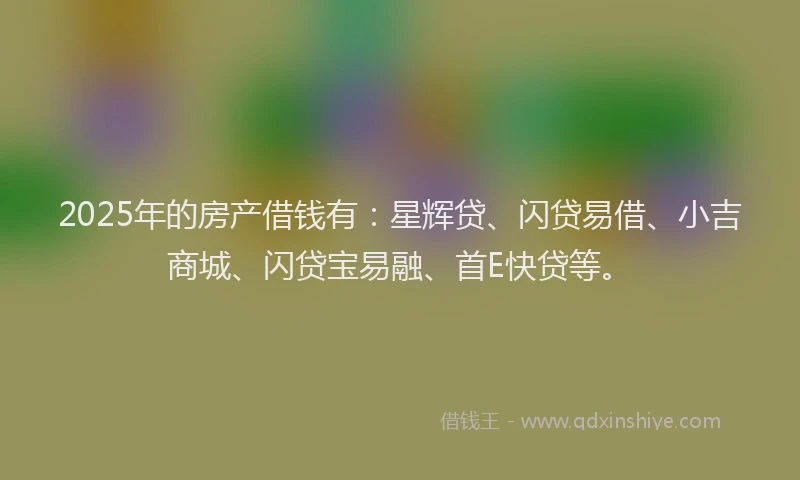 2025年的房产借钱有：星辉贷、闪贷易借、小吉商城、闪贷宝易融、首E快贷等。