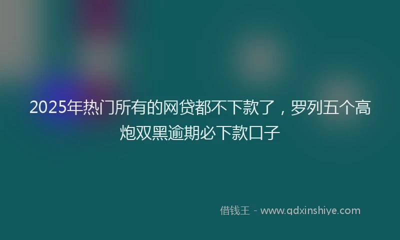 2025年热门所有的网贷都不下款了，罗列五个高炮双黑逾期必下款口子