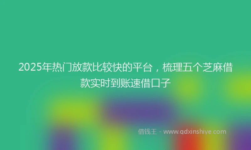 2025年热门放款比较快的平台，梳理五个芝麻借款实时到账速借口子