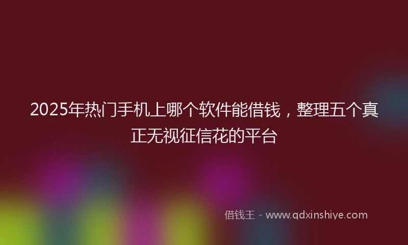 2025年热门手机上哪个软件能借钱，整理五个真正无视征信花的平台