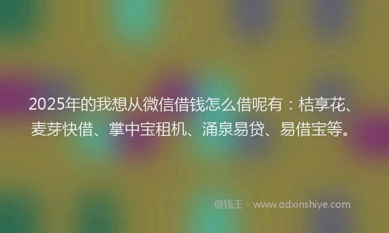 2025年的我想从微信借钱怎么借呢有：桔享花、麦芽快借、掌中宝租机、涌泉易贷、易借宝等。