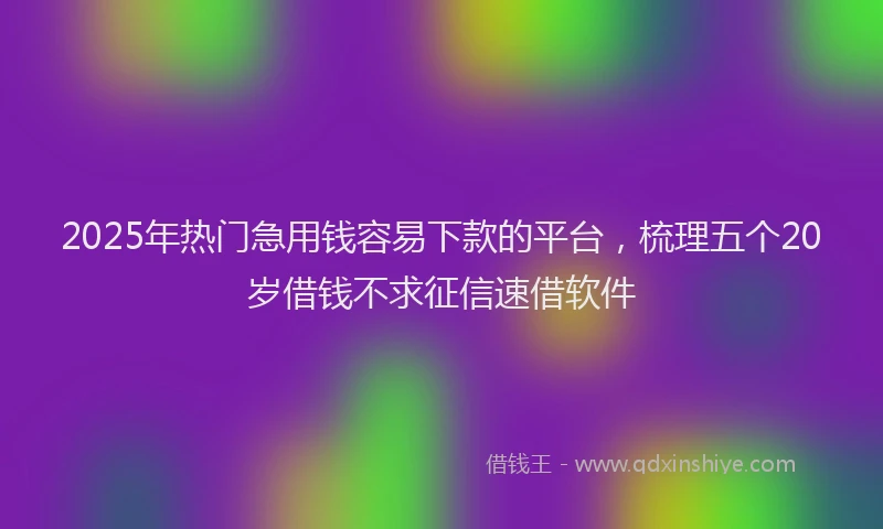 2025年热门急用钱容易下款的平台，梳理五个20岁借钱不求征信速借软件