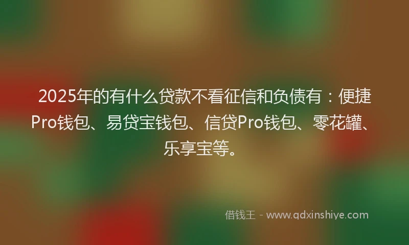 2025年的有什么贷款不看征信和负债有：便捷Pro钱包、易贷宝钱包、信贷Pro钱包、零花罐、乐享宝等。