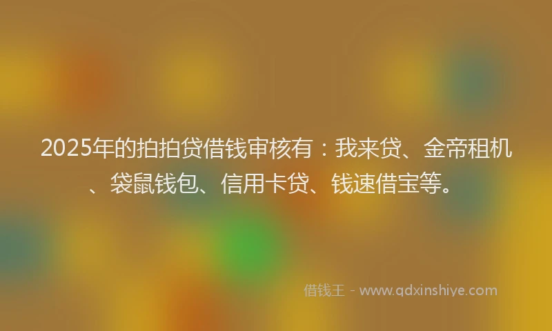 2025年的拍拍贷借钱审核有：我来贷、金帝租机、袋鼠钱包、信用卡贷、钱速借宝等。