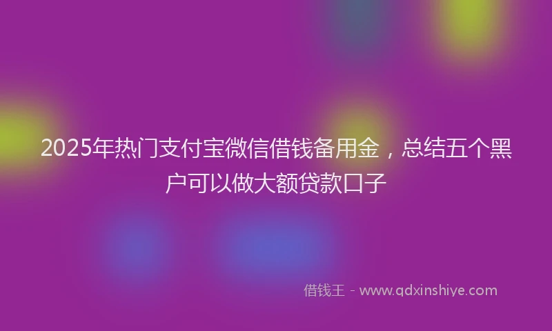 2025年热门支付宝微信借钱备用金，总结五个黑户可以做大额贷款口子